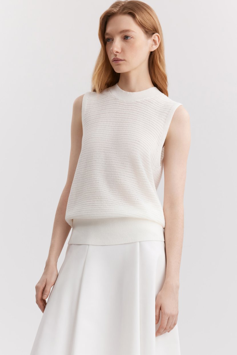 Топ из хлопковой пряжи L белый 2999₽