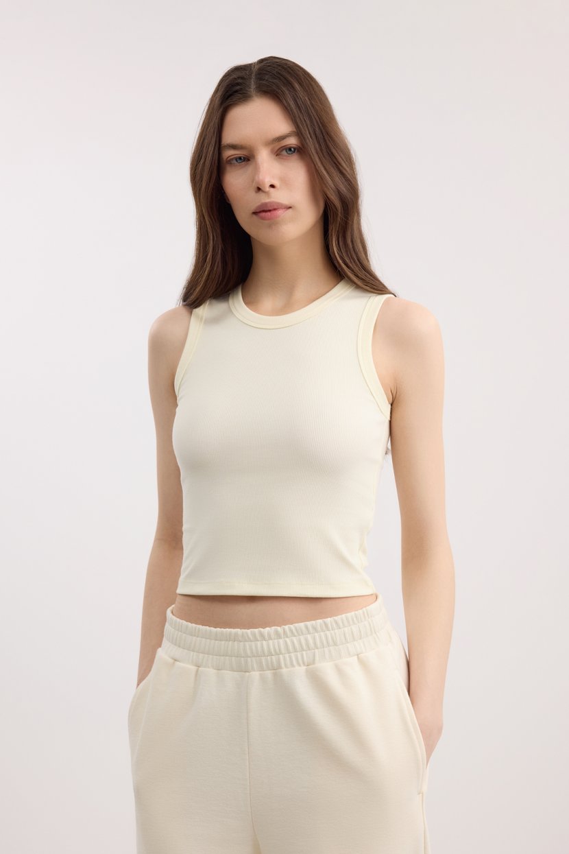 Топ из хлопка и вискозы в рубчик