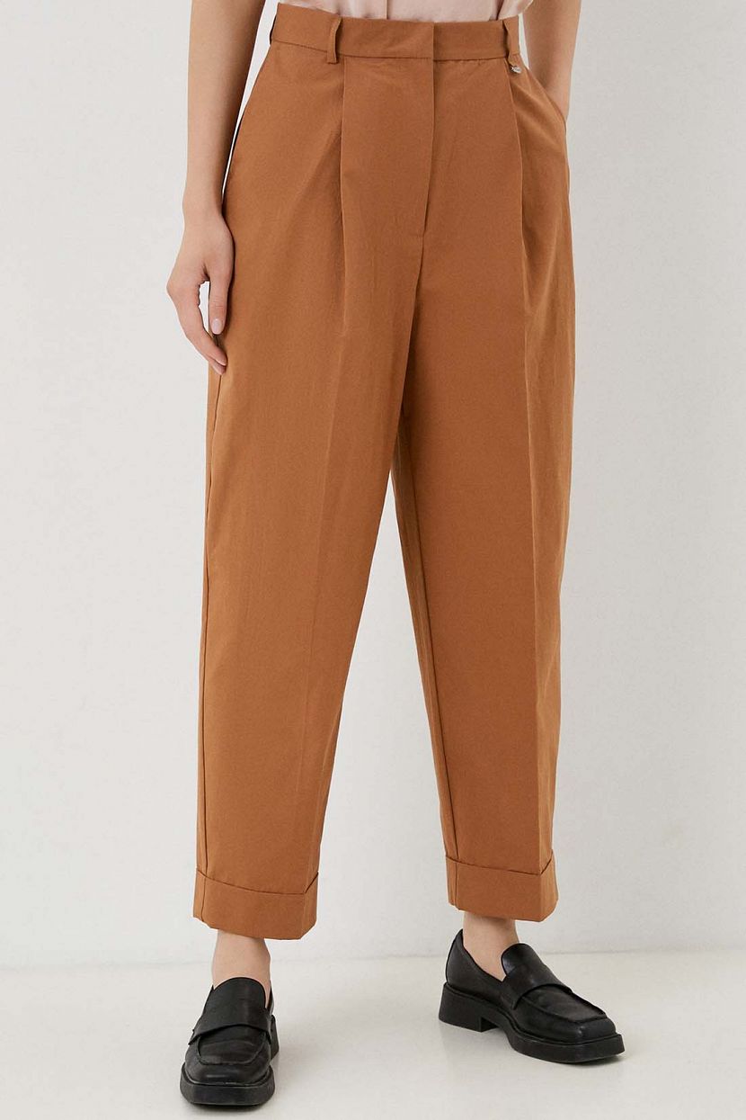 Широкие брюки из комплекта, L, коричневый