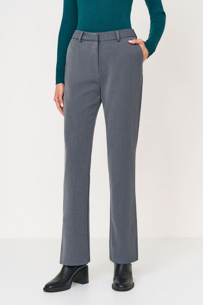 Костюмные брюки с разрезами, M, серый