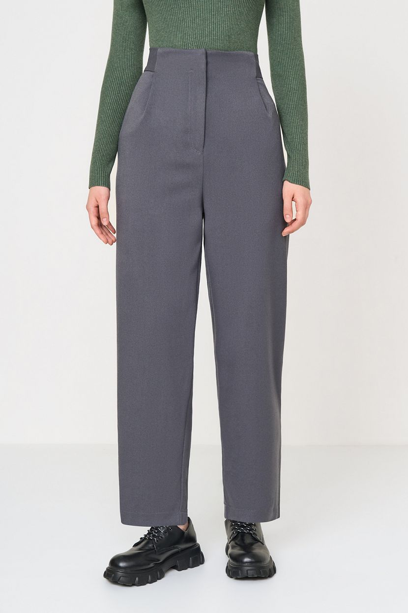 Брюки-бананы со складками M серый 2969₽