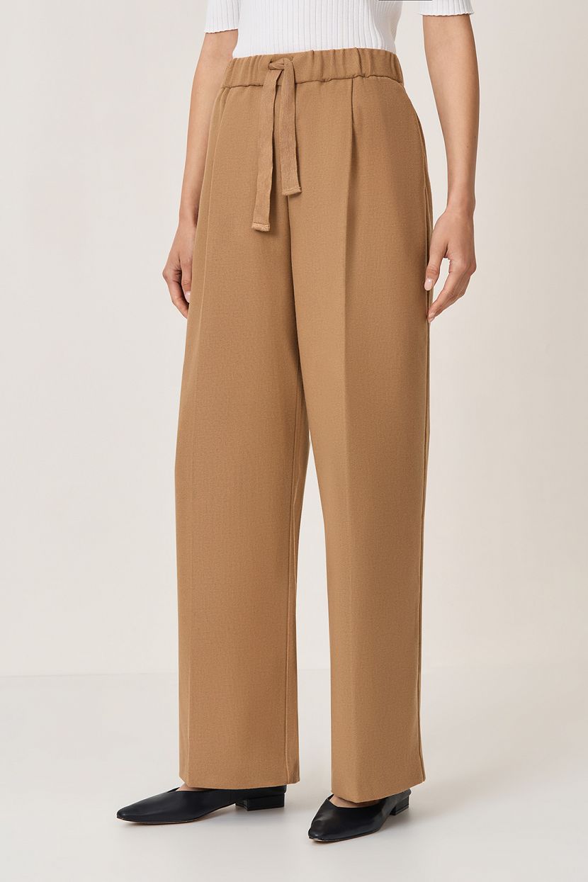 Широкие брюки с эластичным поясом, XS, коричневый
