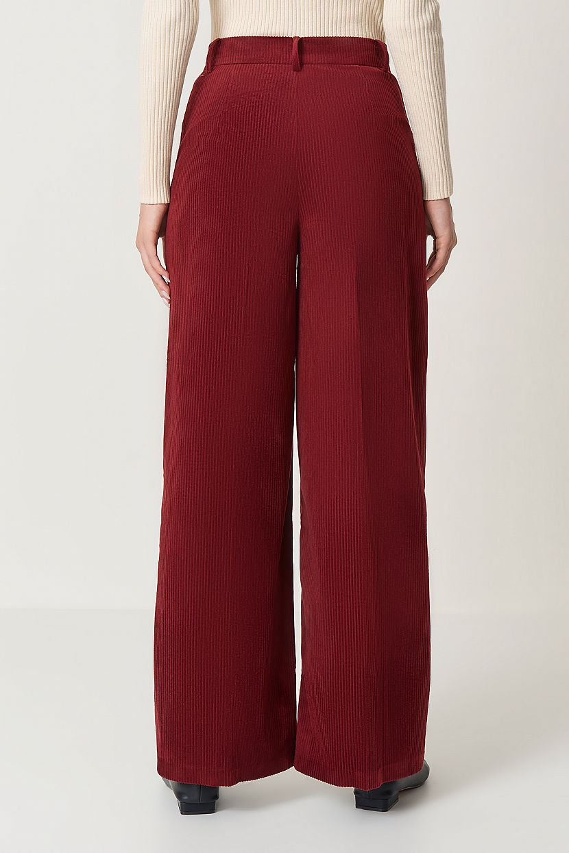 Широкие брюки из вельвета (арт. baon B2923527), размер XS, цвет красный Широкие брюки из вельвета (арт. baon B2923527) - фото 3
