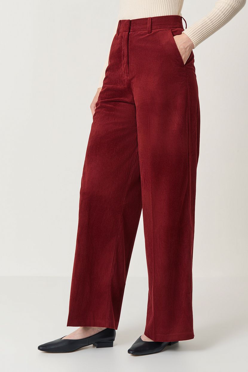 Широкие брюки из вельвета (арт. baon B2923527), размер XS, цвет красный Широкие брюки из вельвета (арт. baon B2923527) - фото 4