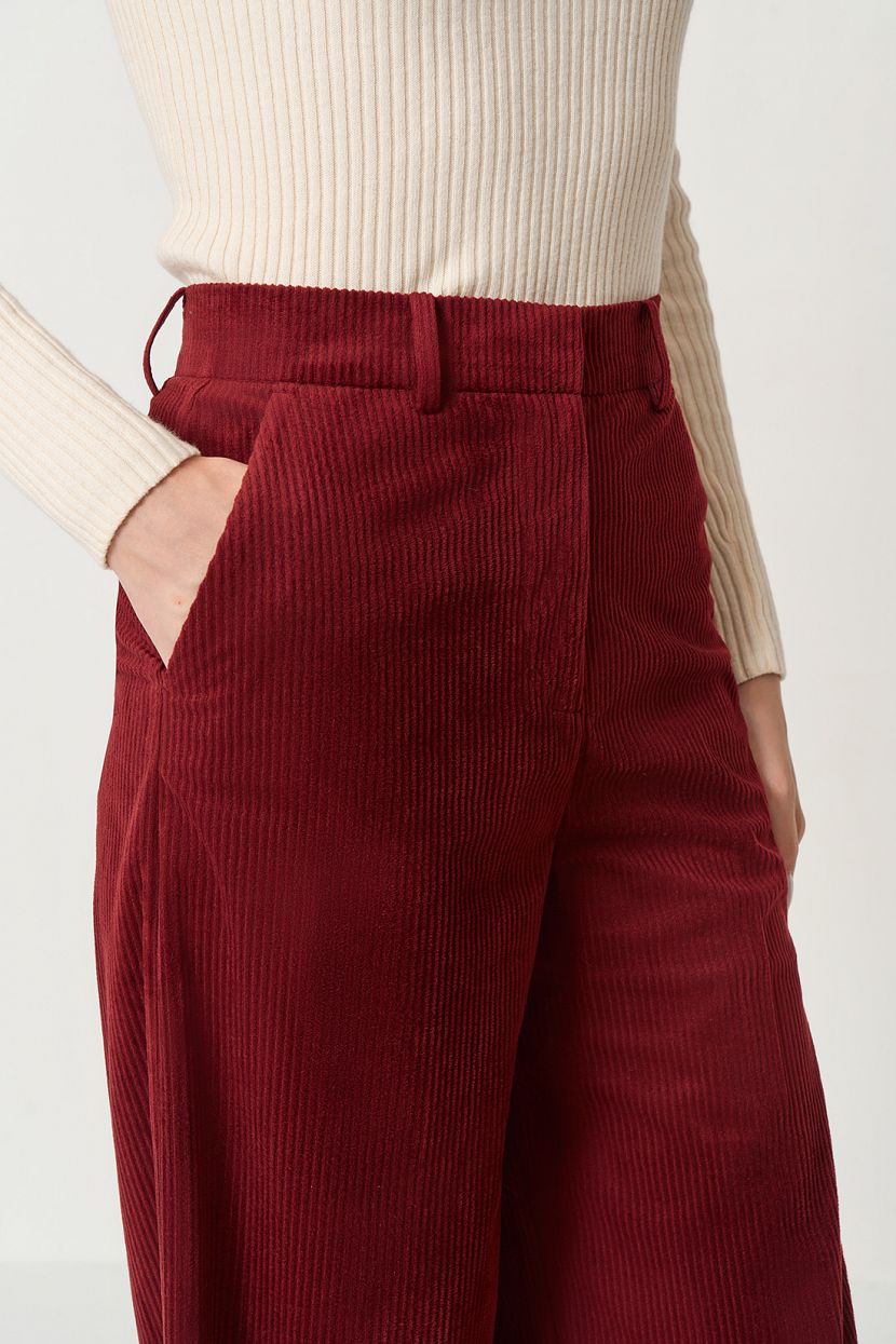Широкие брюки из вельвета (арт. baon B2923527), размер XS, цвет красный Широкие брюки из вельвета (арт. baon B2923527) - фото 5