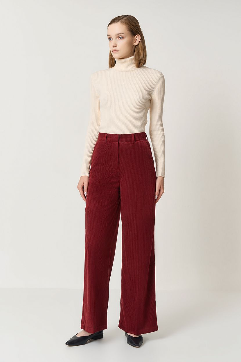 Широкие брюки из вельвета (арт. baon B2923527), размер XS, цвет красный Широкие брюки из вельвета (арт. baon B2923527) - фото 2