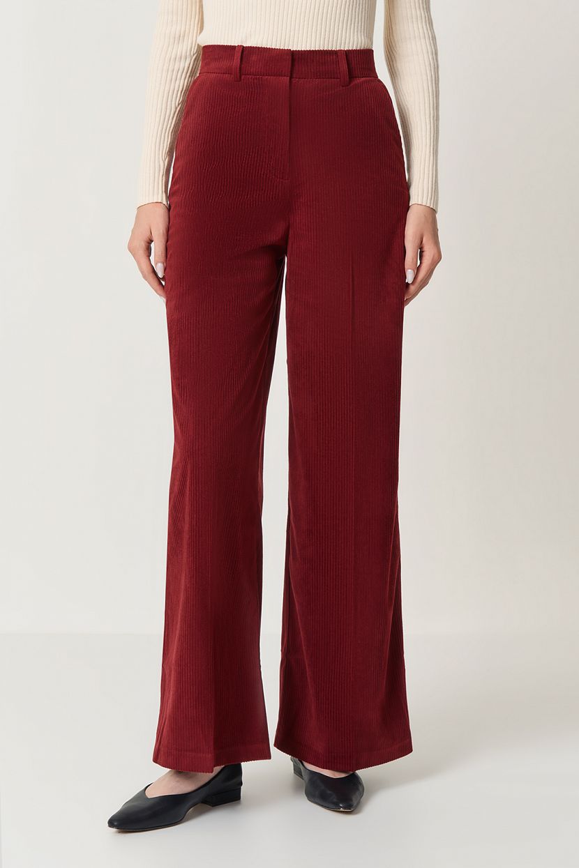 Широкие брюки из вельвета (арт. baon B2923527), размер XS, цвет красный Широкие брюки из вельвета (арт. baon B2923527) - фото 1