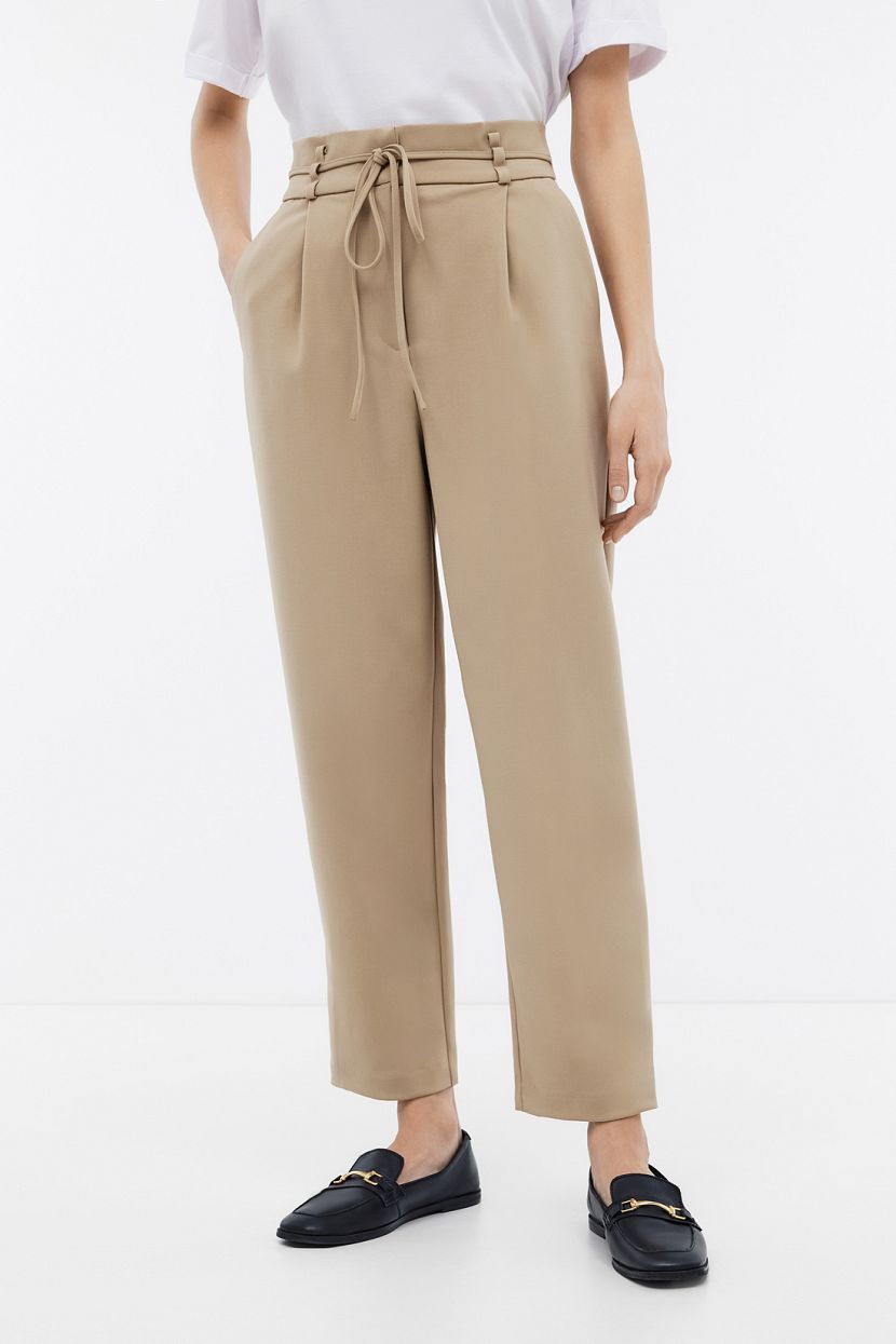 Брюки из костюмной ткани с высокой посадкой L бежевый 2069₽