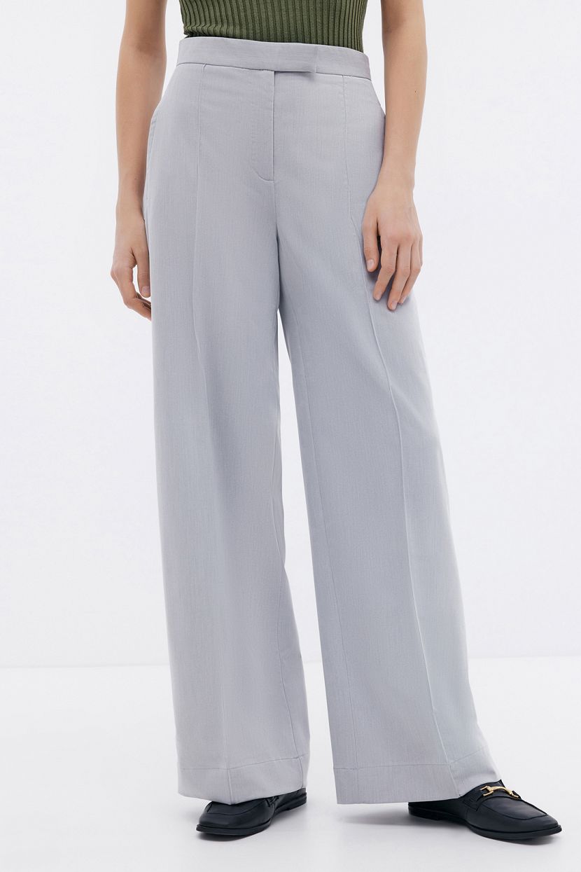 Прямые брюки из костюмной ткани со стрелками L серый 2399₽