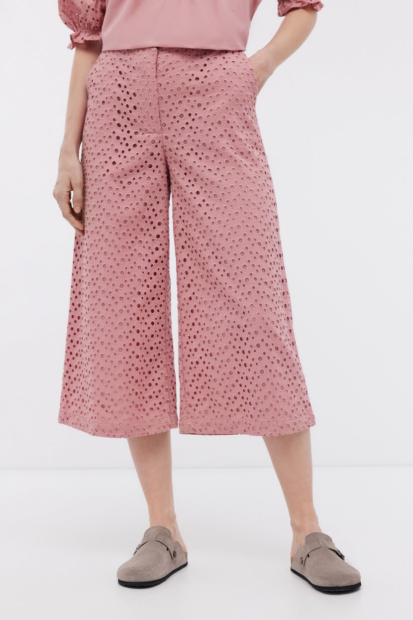 Брюки кюлоты из хлопкового шитья