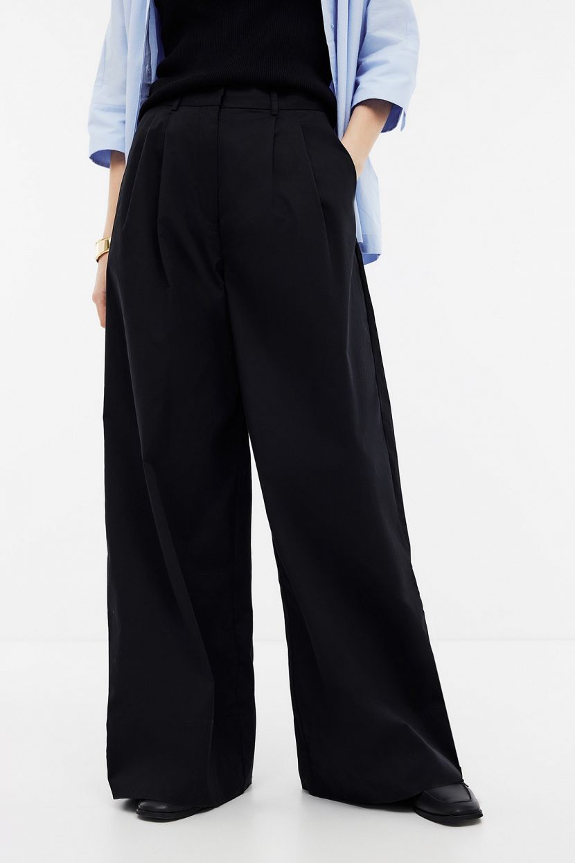 Прямые брюки из хлопкового поплина M черный 5299₽
