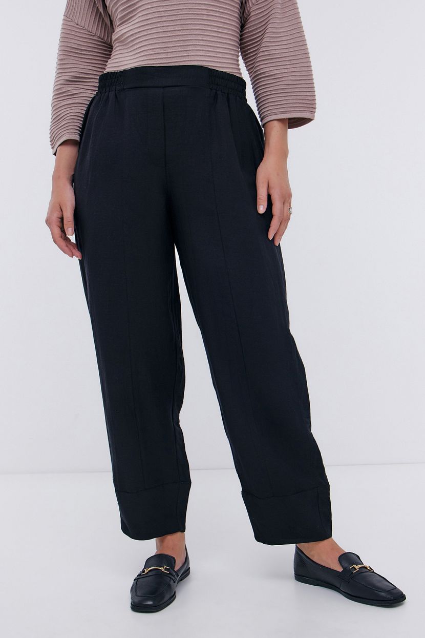 Льняные брюки-бананы SIZE 4XL черный 7962₽