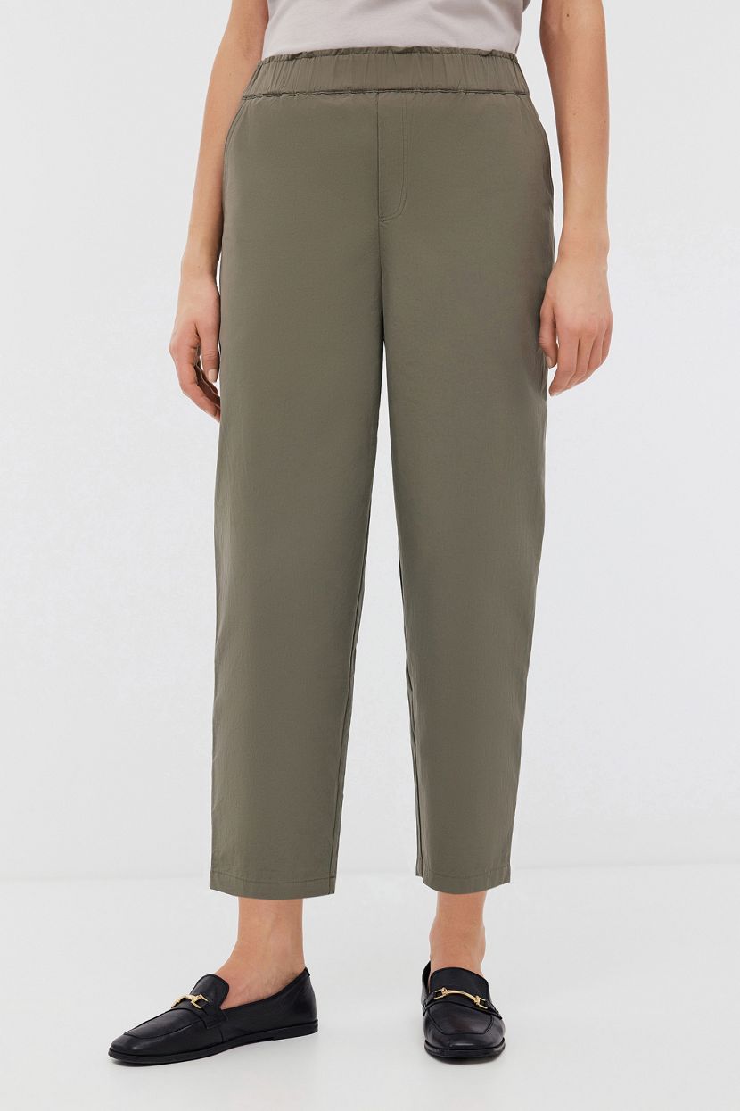 Укороченные брюки из плотного хлопка, XL, зеленый