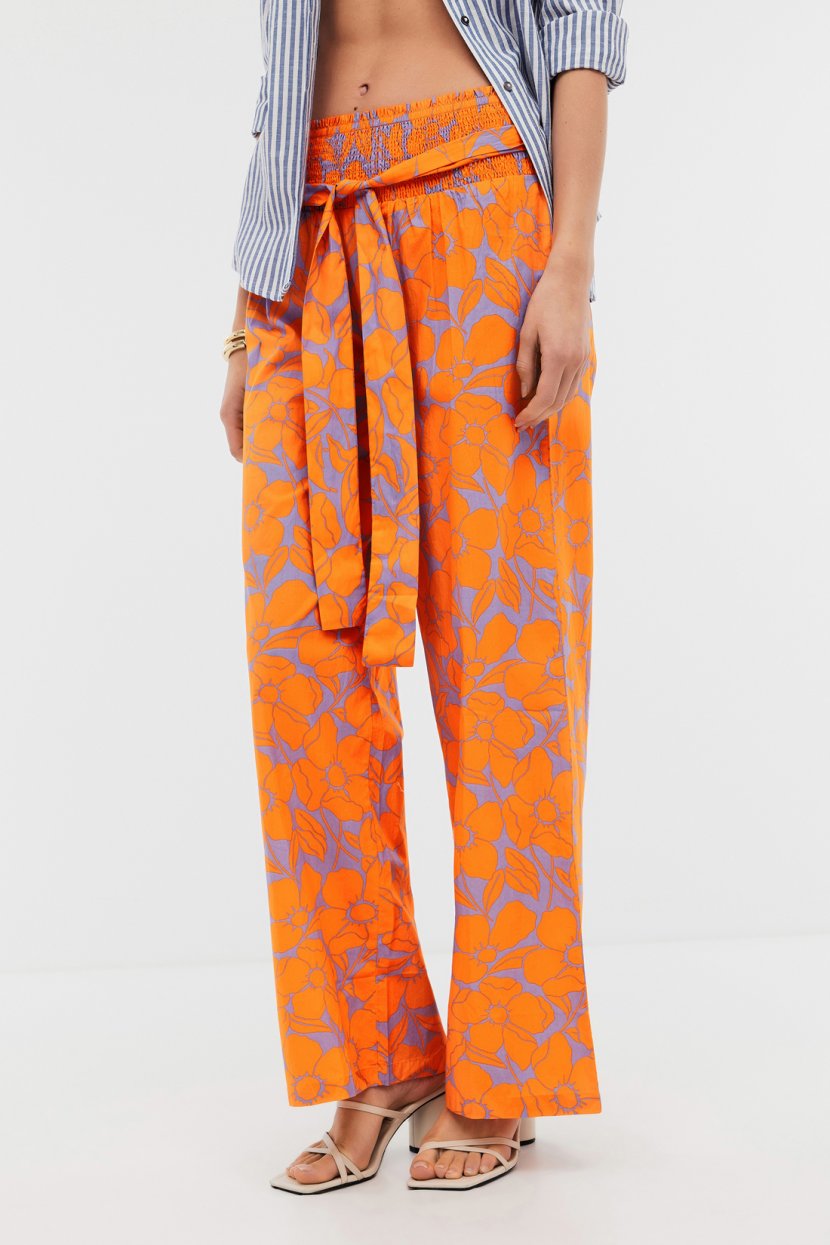 Брюки свободные из принтованного хлопка 4499₽