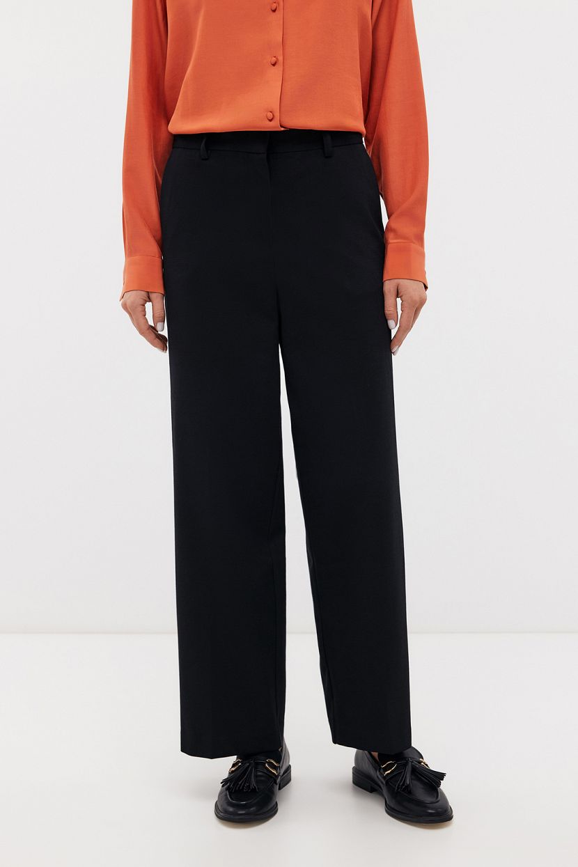 Широкие брюки из поливискозной ткани L черный 5199₽