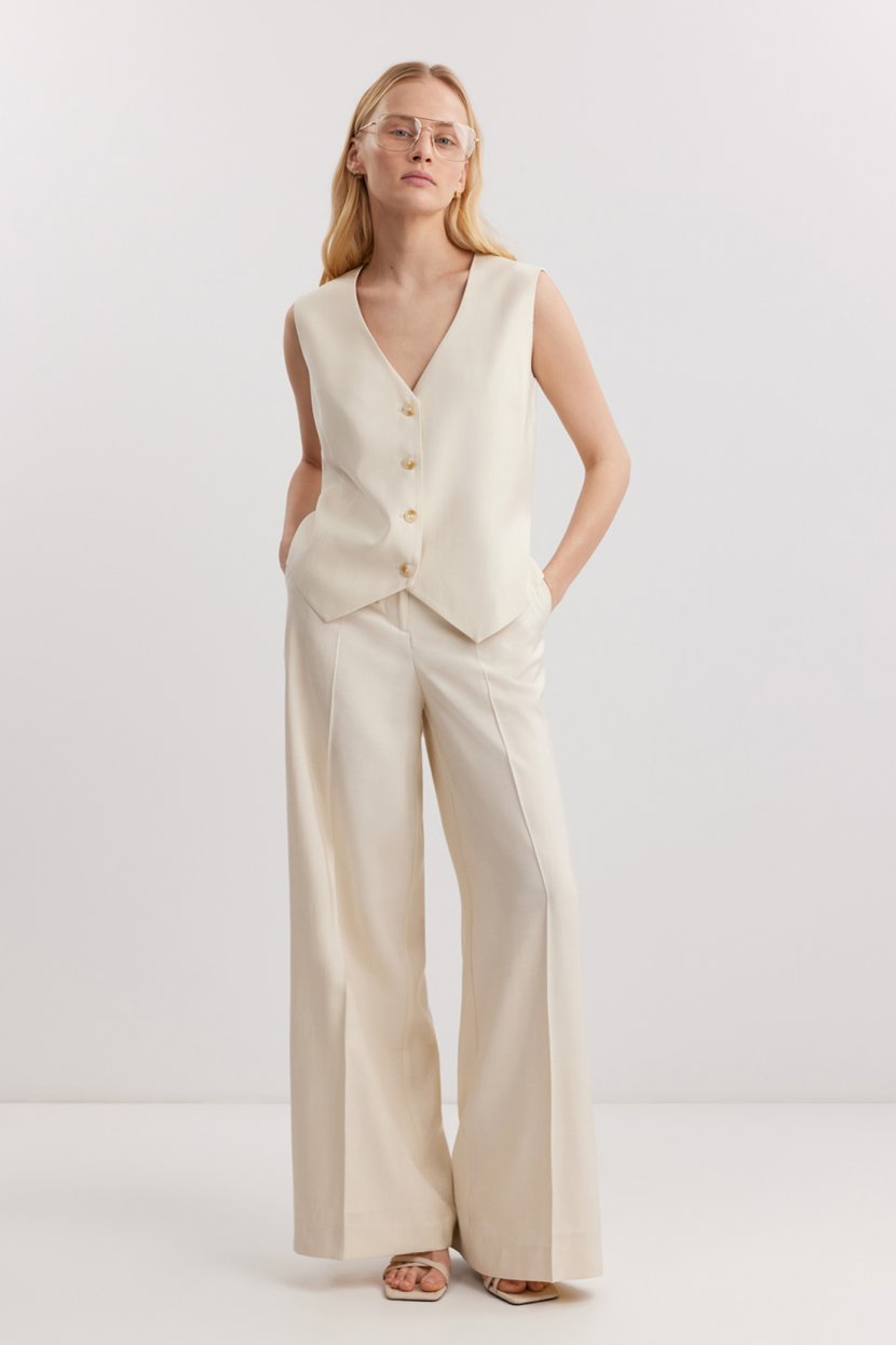 Брюки из смесовой вискозы L белый 4239₽