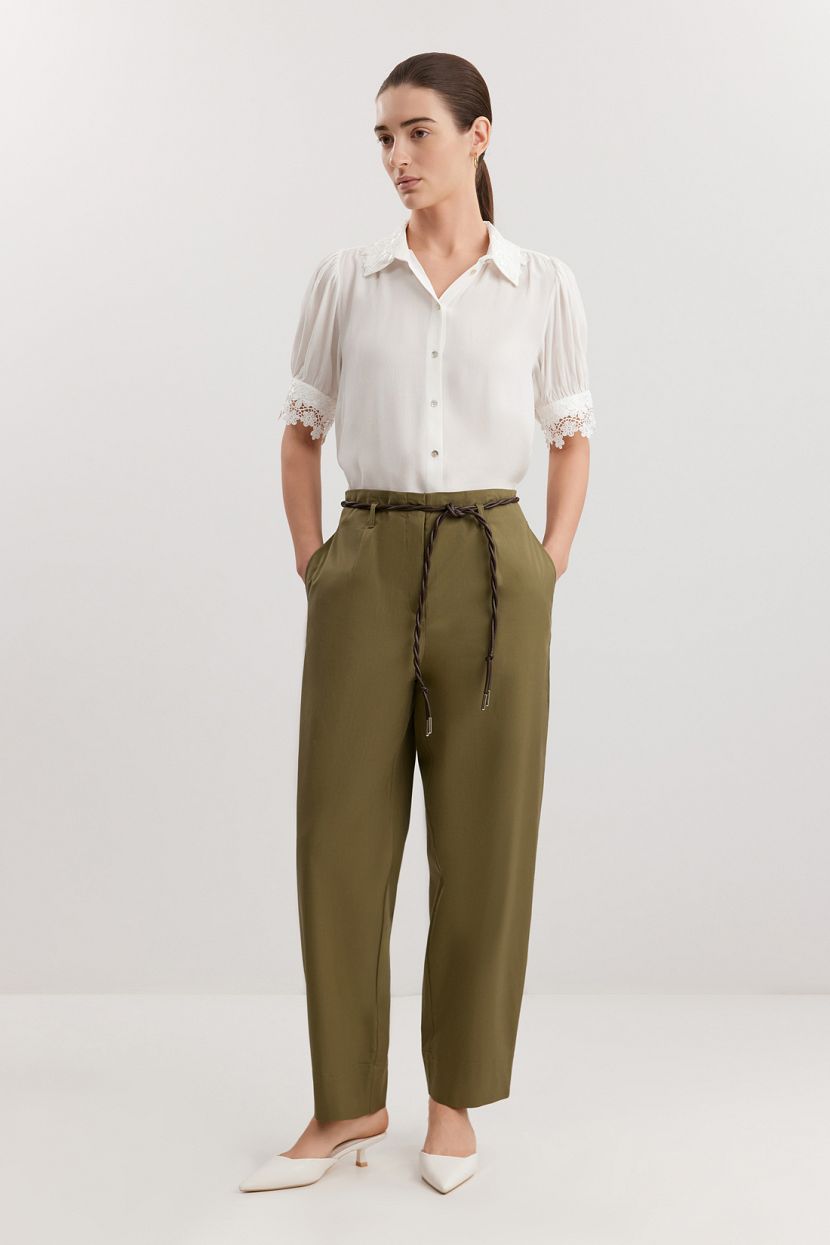 Брюки из смесового хлопка с модалом L зеленый 8599₽