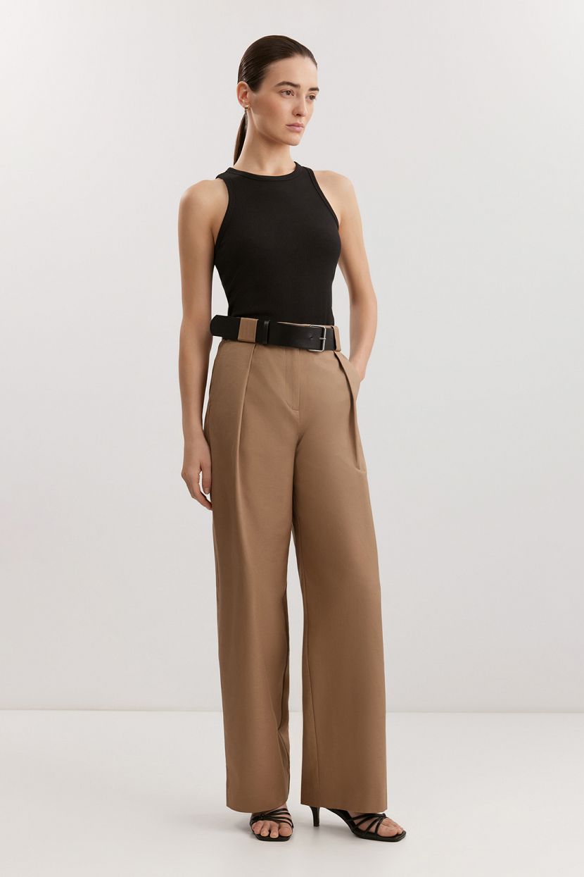 Брюки из льна и хлопка L коричневый 4159₽