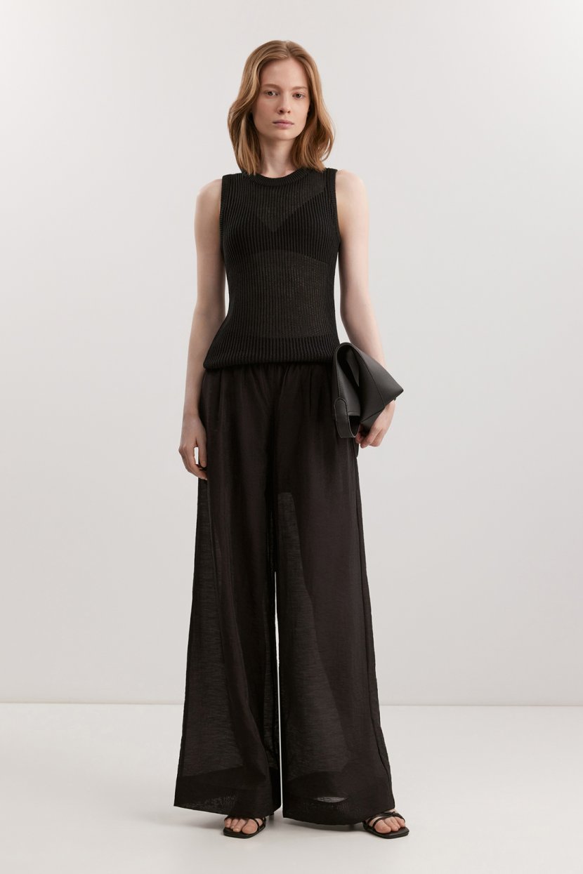 Брюки из полупрозрачной смесовой ткани