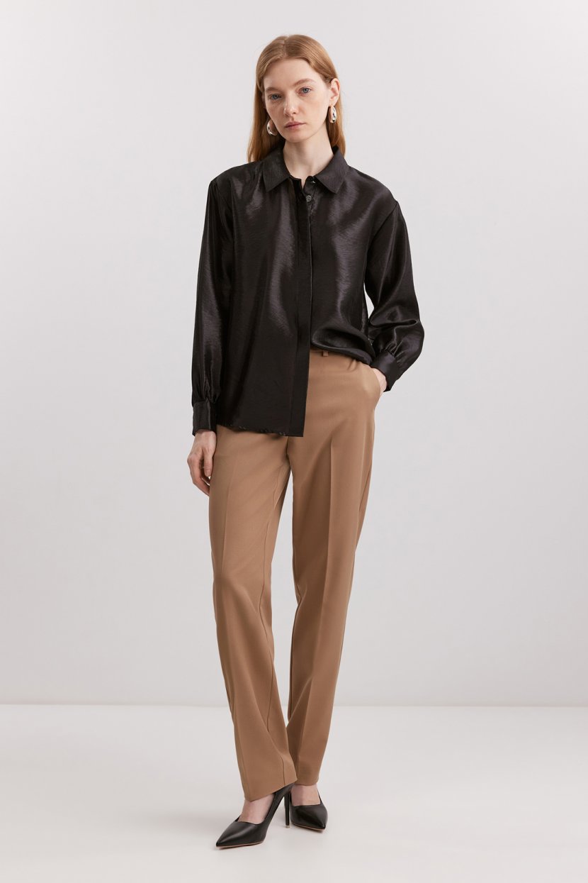 Брюки из костюмной поливискозной ткани L бежевый 5599₽