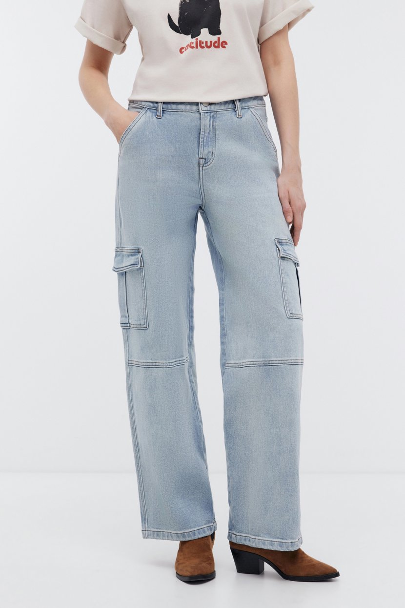 Джинсы карго из хлопкового денима
