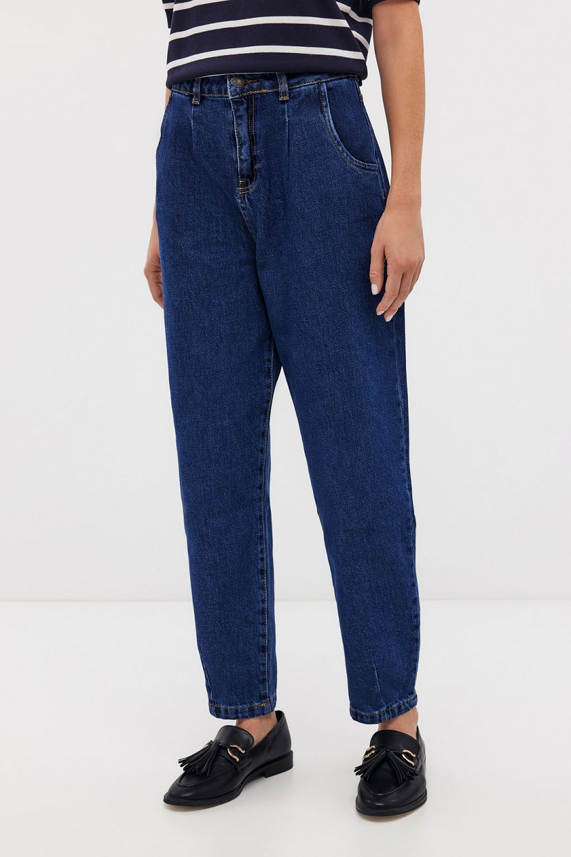 Джинсы MOM с вареным эффектом 25 синий 3999₽