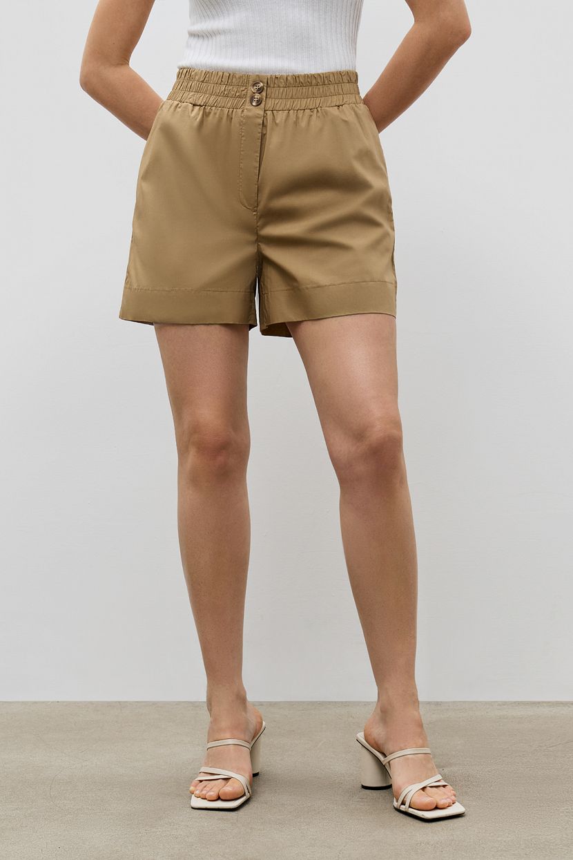 Свободные хлопковые шорты с карманами L бежевый 3299₽