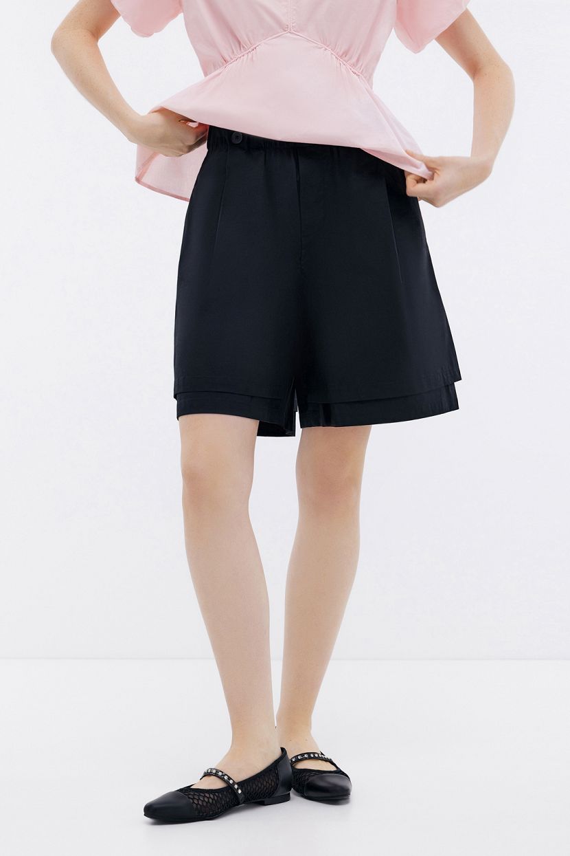 Двойные юбка-шорты (арт. BAON B3224023), размер S, цвет черный Двойные юбка-шорты (арт. BAON B3224023) - фото 1