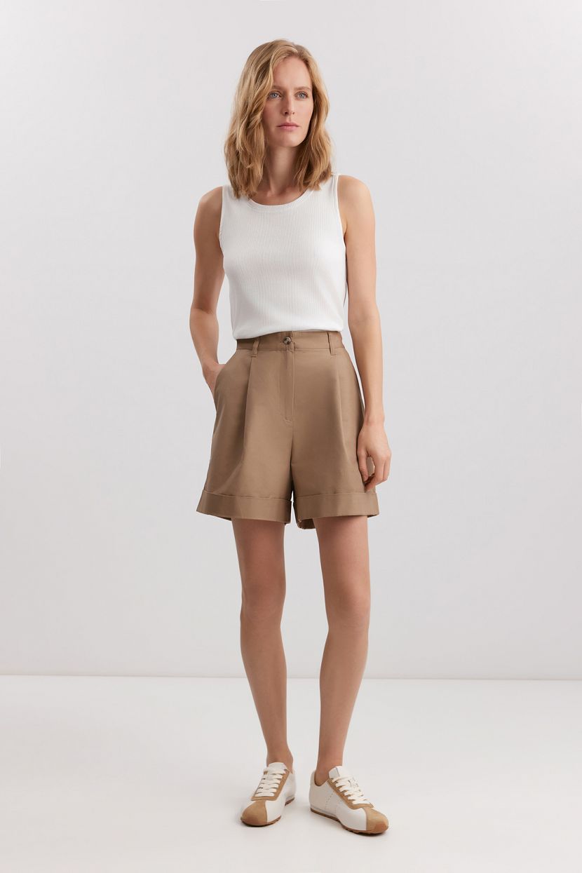 Шорты из хлопка и льна L коричневый 7599₽