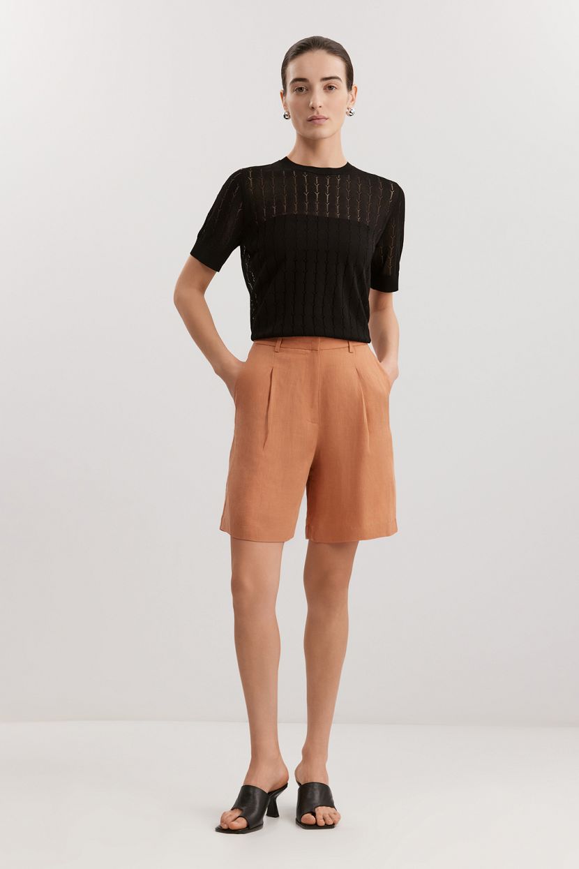 Шорты-бермуды из вискозы и льна L оранжевый 7599₽