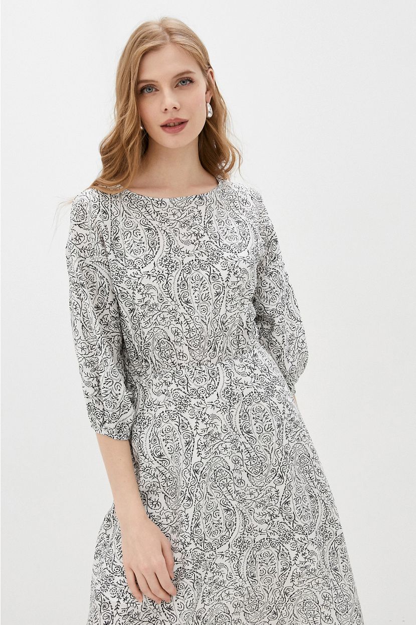 Платье (арт. baon B451023), размер L, цвет white printed#белый Платье (арт. baon B451023) - фото 3