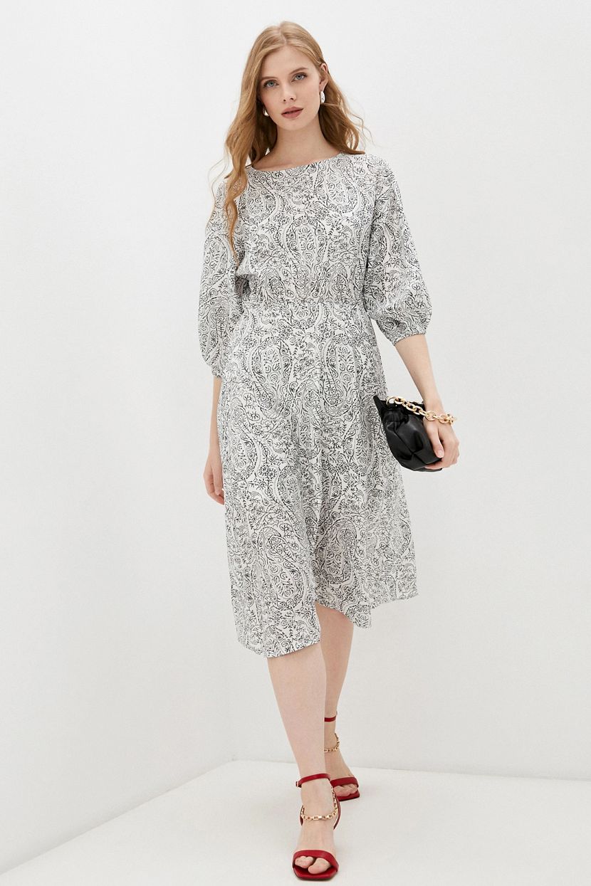 Платье (арт. baon B451023), размер L, цвет white printed#белый Платье (арт. baon B451023) - фото 1