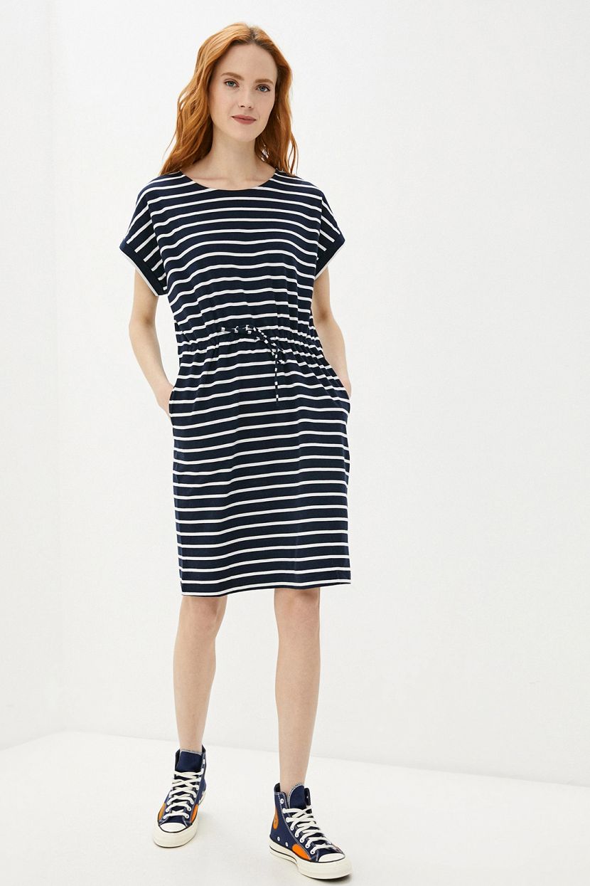 Платье (арт. baon B451026), размер XS, цвет dark navy striped#синий Платье (арт. baon B451026) - фото 1