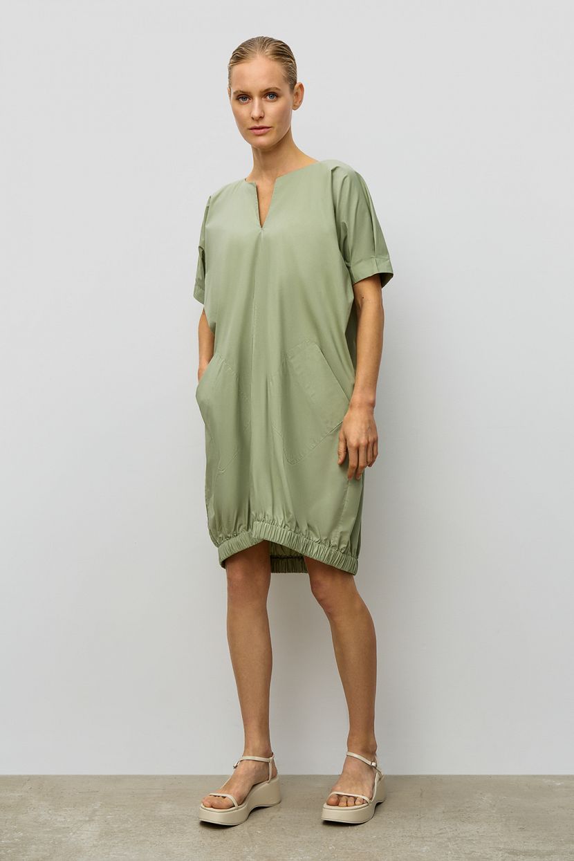 Платье-баллон из хлопка, XXL, зеленый