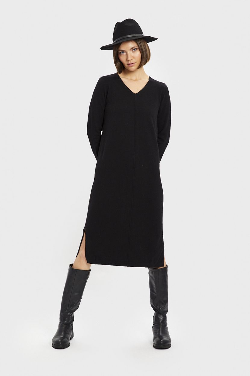 Трикотажное платье-пуловер, XXL, черный