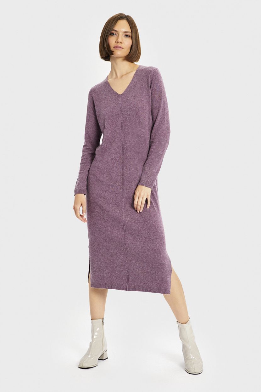 Трикотажное платье-пуловер, S, фиолетовый