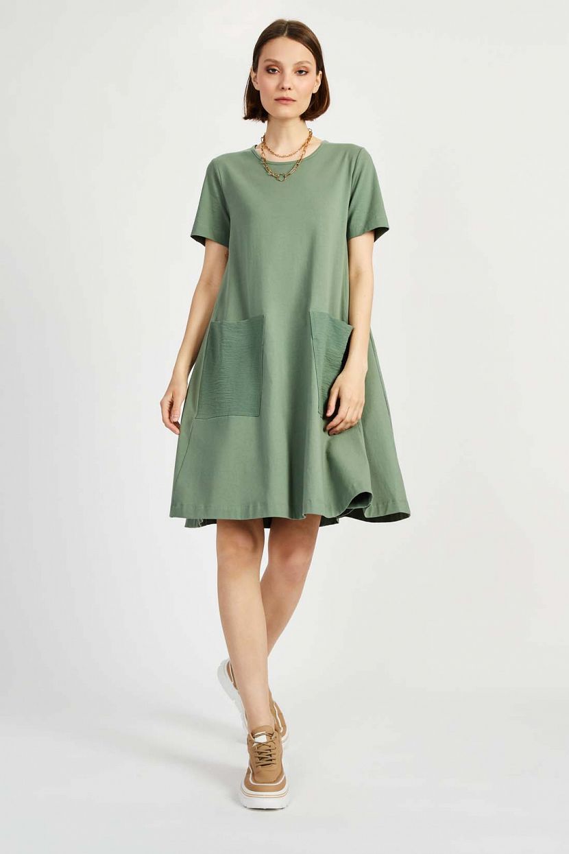 Платье (арт. baon B4522092), размер XL, цвет зеленый Платье (арт. baon B4522092) - фото 3