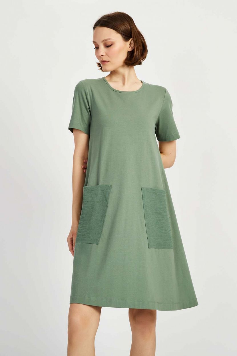 Платье (арт. baon B4522092), размер XL, цвет зеленый Платье (арт. baon B4522092) - фото 1