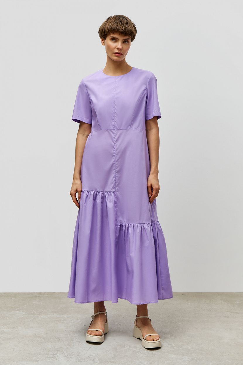Хлопковое асимметричное платье, XXL, фиолетовый