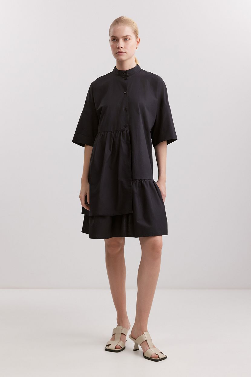 Хлопковое асимметричное платье-рубашка