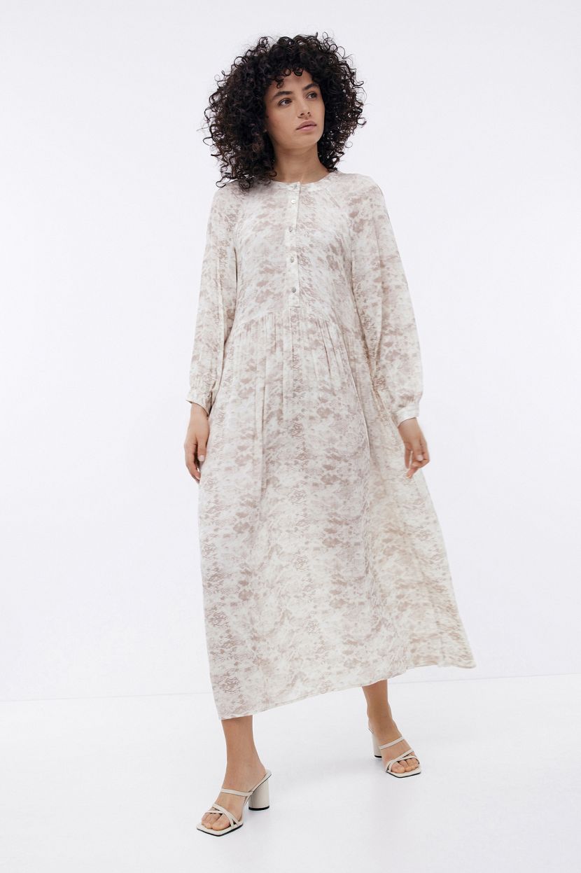 Платье из вискозы с анималистичным принтом L бежевый 4467₽
