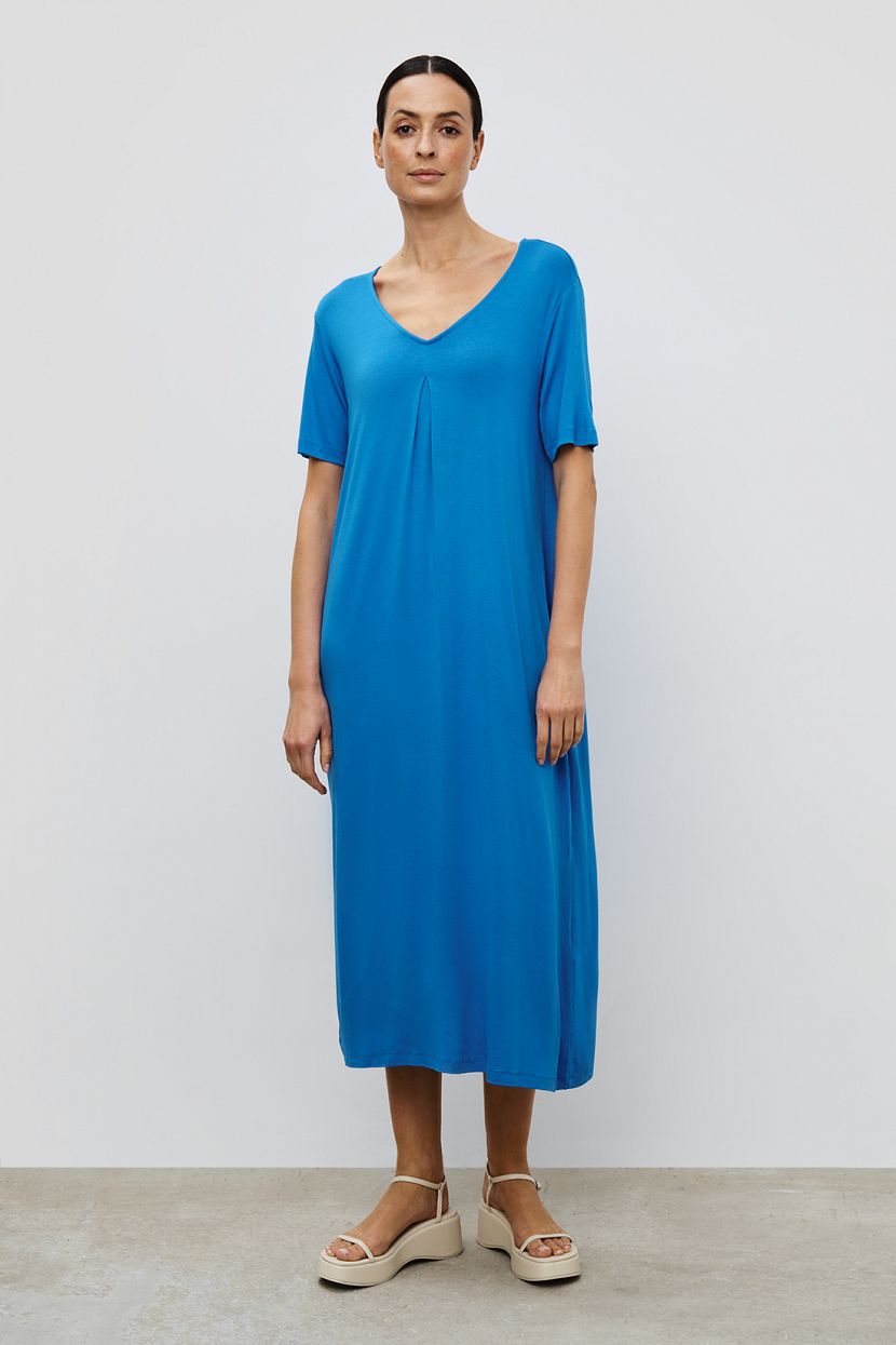 Трикотажное платье из вискозы свободного кроя, XS, синий платье oncii лаконичное 40 размер