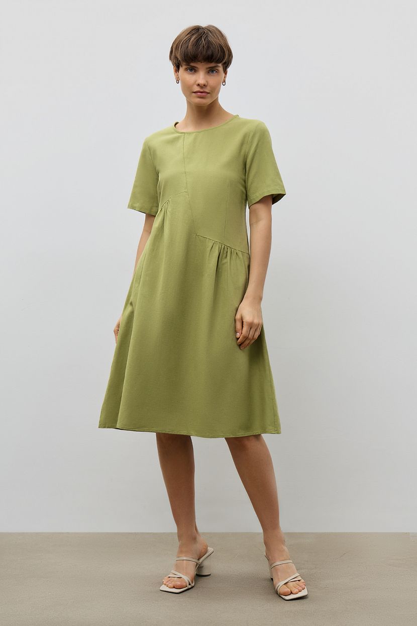 Асимметричное платье из смесовой ткани, XXL, зеленый цена и фото