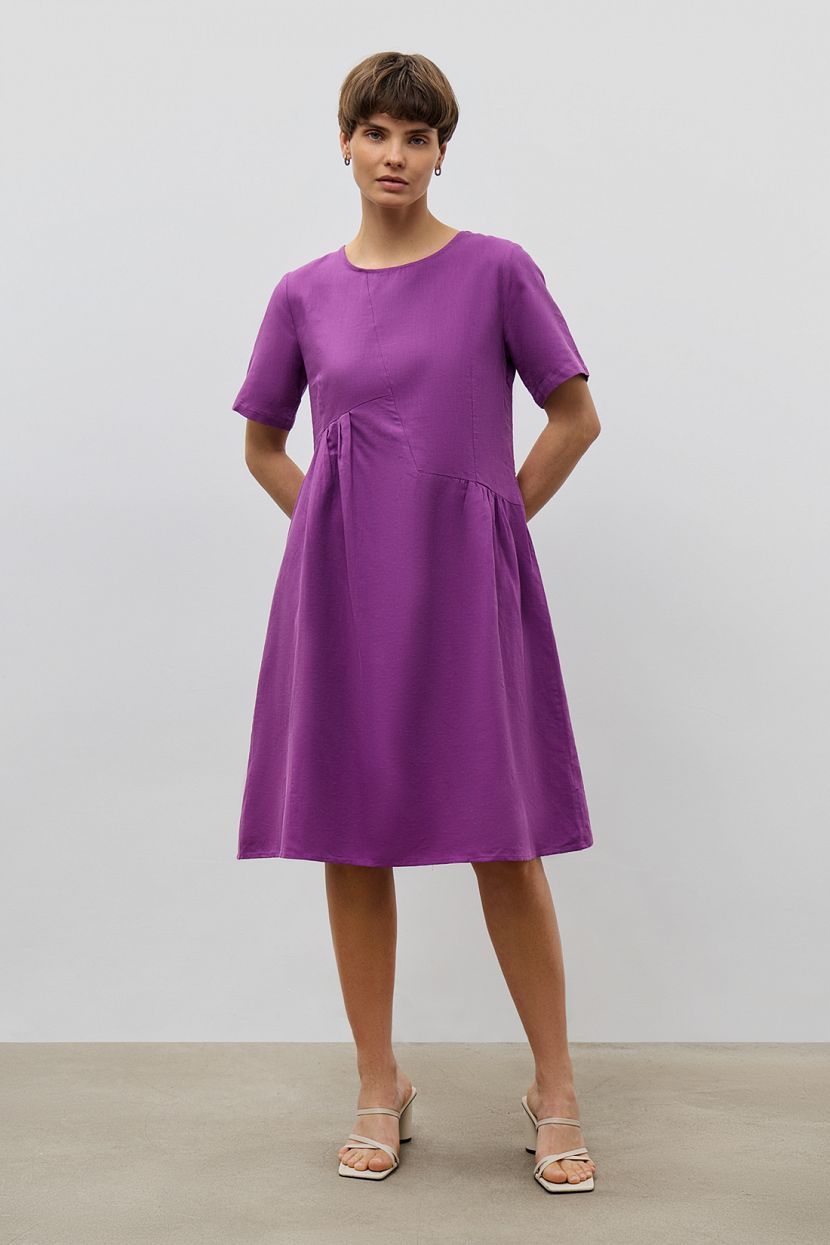 Асимметричное платье из смесовой ткани, XXL, фиолетовый