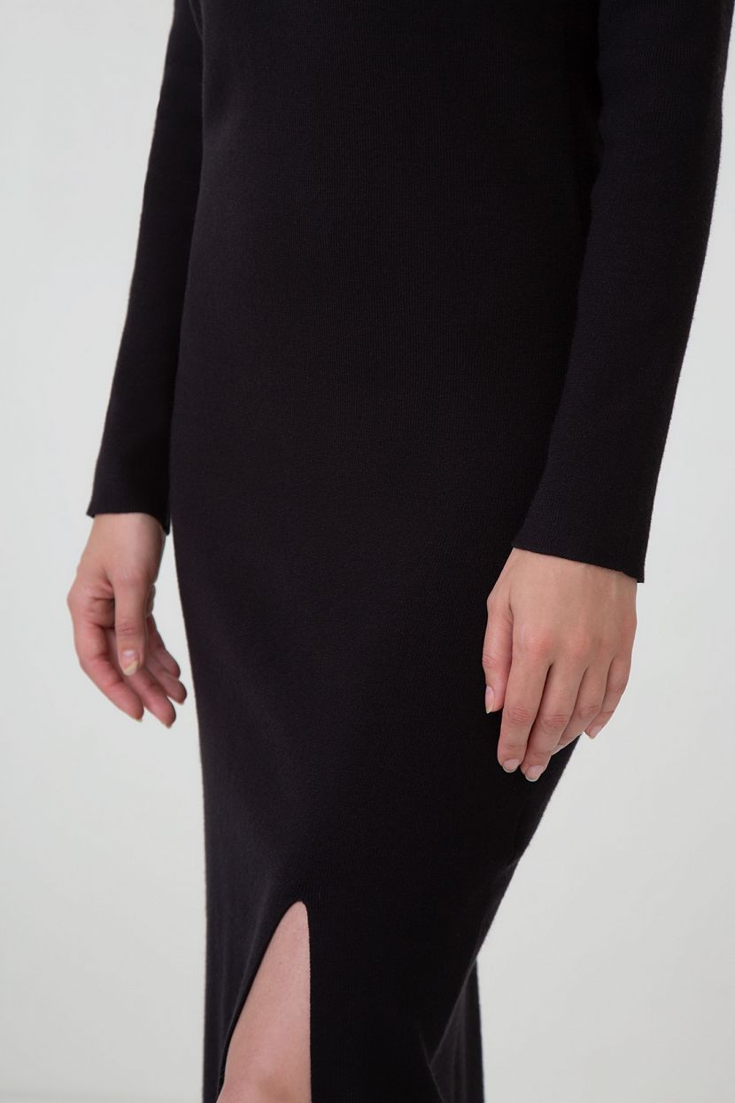 Трикотажное платье с разрезом (арт. baon B4523509), размер S, цвет черный Трикотажное платье с разрезом (арт. baon B4523509) - фото 4