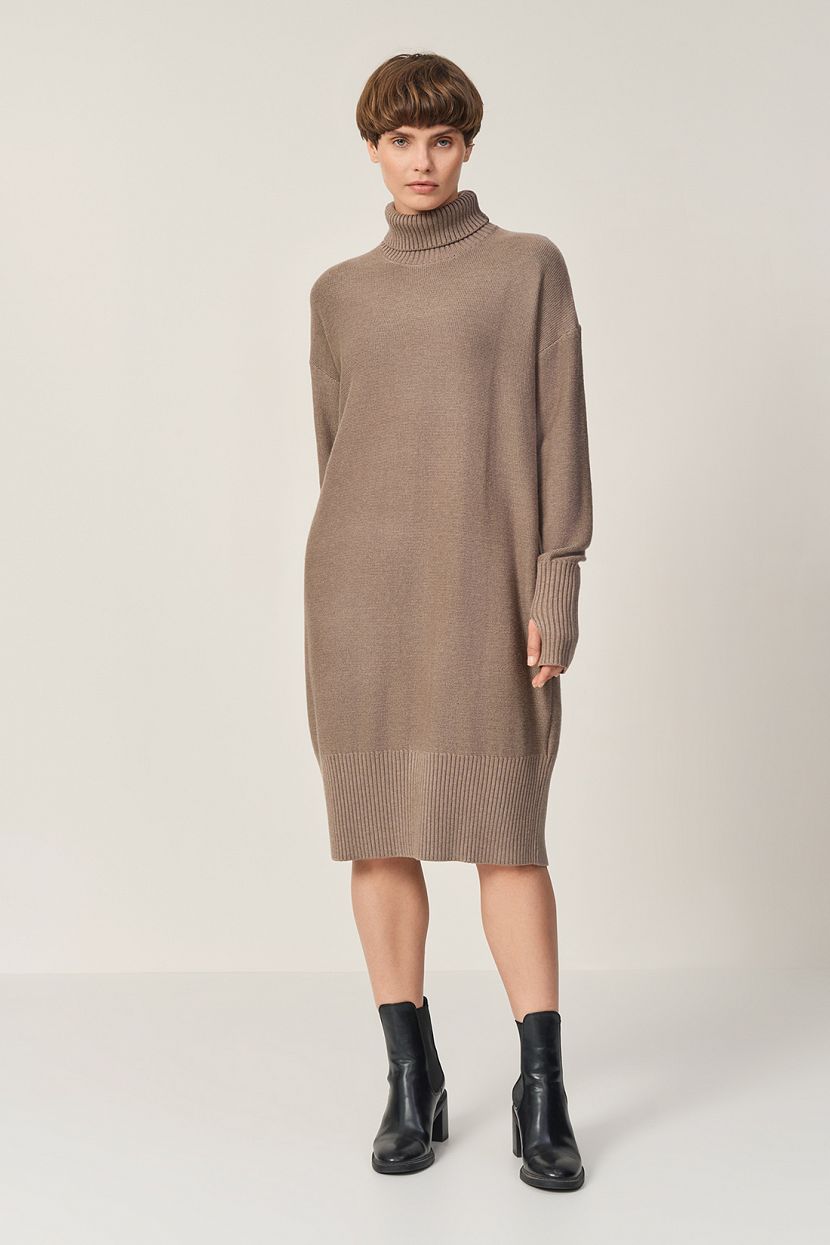 Вязаное платье-свитер, XXL, серый