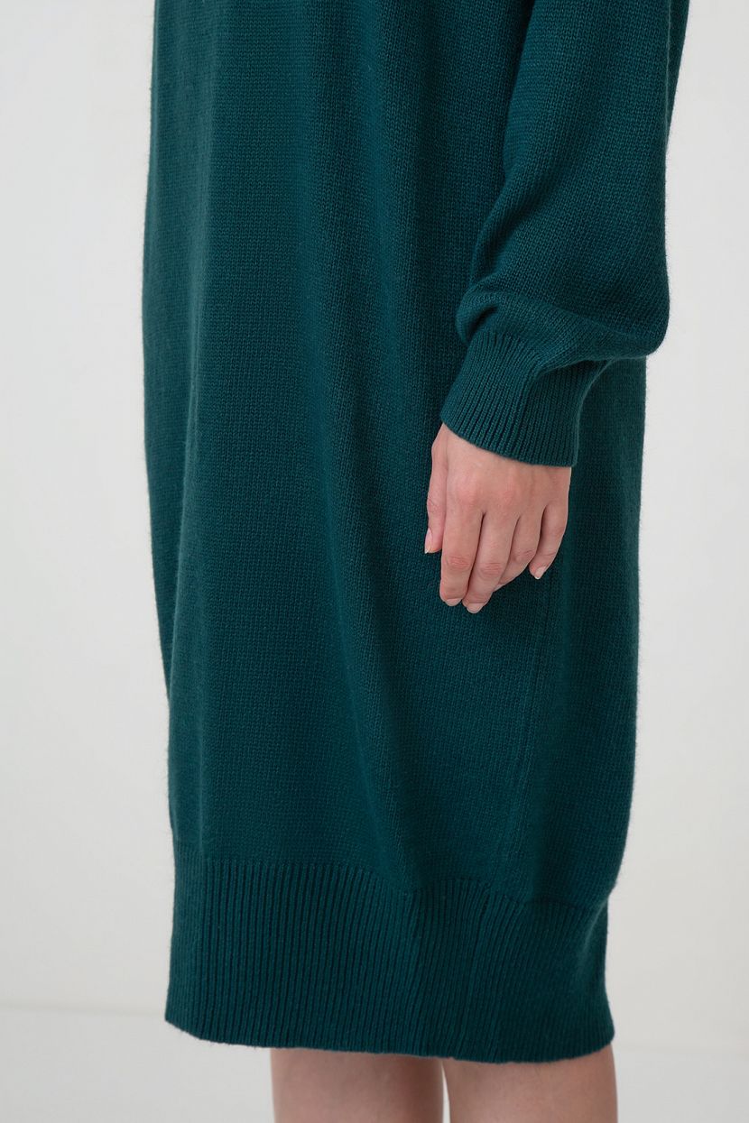 Вязаное платье-поло с ангорой (арт. baon B4523516), размер L, цвет зеленый Вязаное платье-поло с ангорой (арт. baon B4523516) - фото 4
