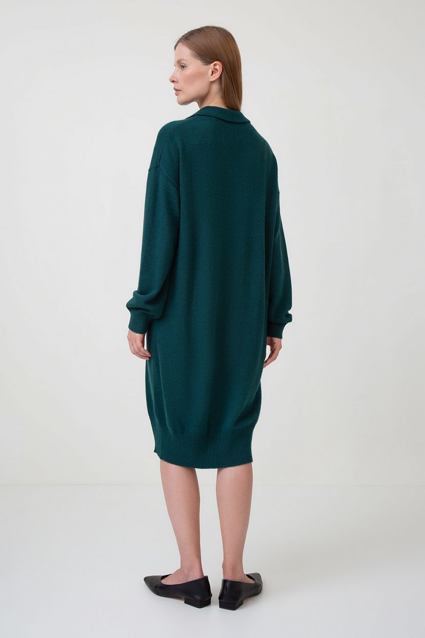 Вязаное платье-поло с ангорой (арт. baon B4523516), размер L, цвет зеленый Вязаное платье-поло с ангорой (арт. baon B4523516) - фото 2