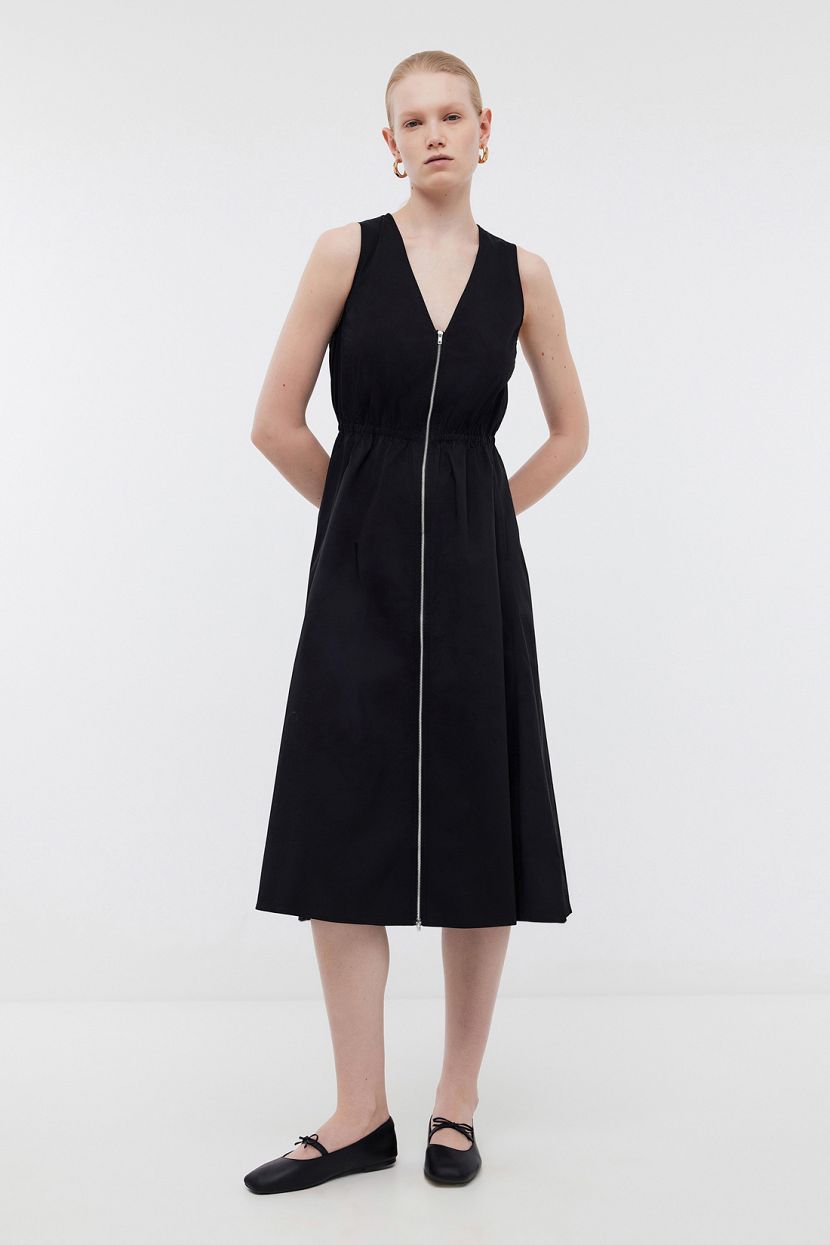 Платье миди из хлопка на молнии L черный 6599₽