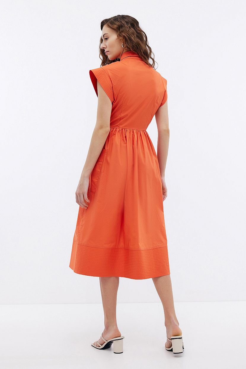 Платье рубашка из хлопкового поплина (арт. BAON B4524051), размер L, цвет оранжевый Платье рубашка из хлопкового поплина (арт. BAON B4524051) - фото 2